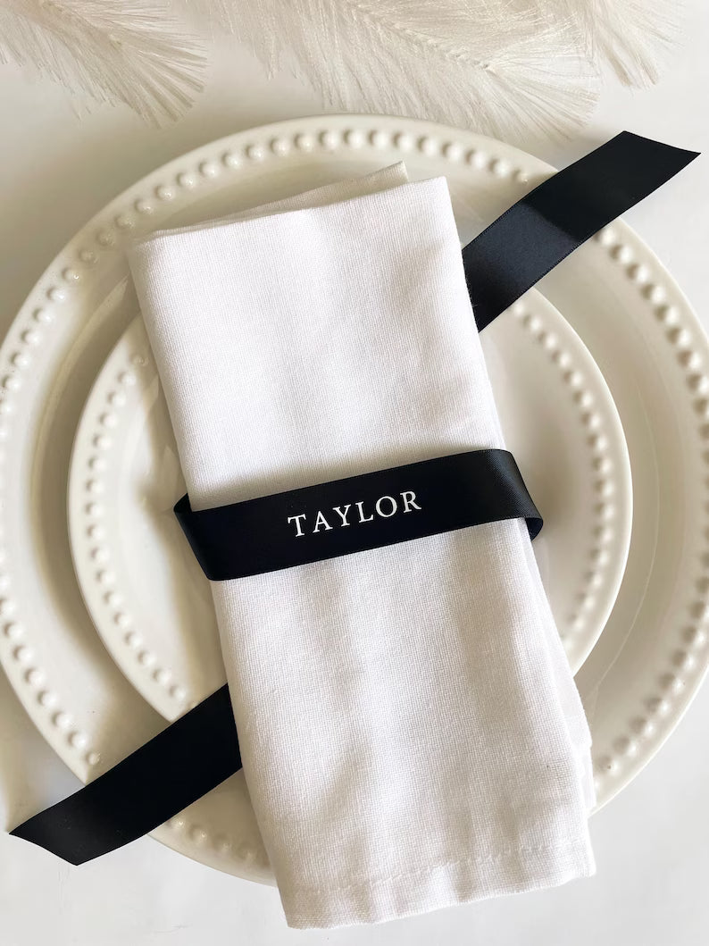 Name Ribbons | Single ended - Wedding Place Setting